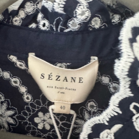 NWT Sezane Dahlia blouse in blue and white broderie size 40/US 8 - Picture 3 of 8